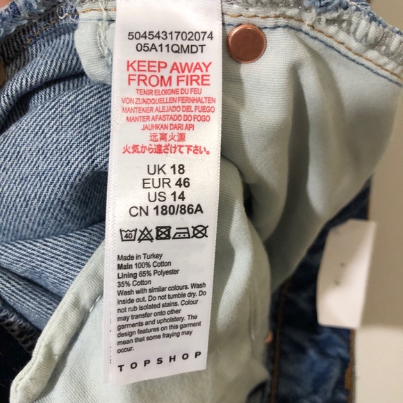 NWT Topshop Ripped distressed jean shorts blue 14 - Picture 7 of 8